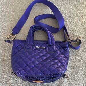 MZ Wallace Women's Shiny Purple Quilted Crossbody Bag